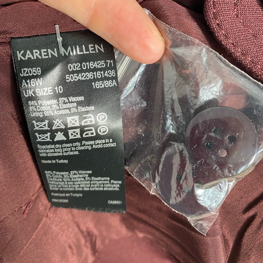 Karen Millen Military Style Blazer/Jacket Aubergine Crop size 6 - Picture 11 of 14